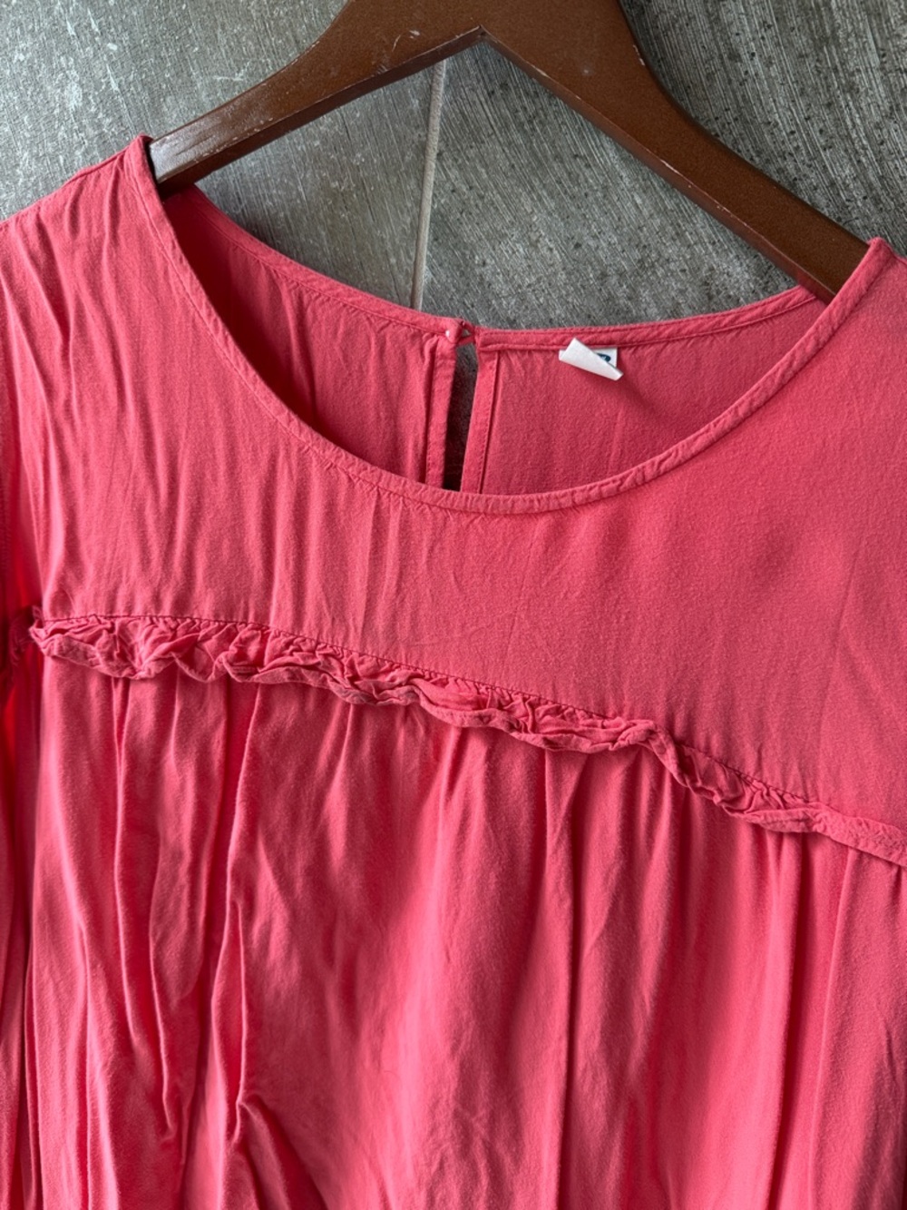 Old Navy Coral Ruffle Yoke Tunic Top